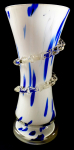 Vase with white and blue glass - clear spiral