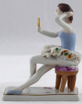 Sitting ballerina with mirror - Royal Dux